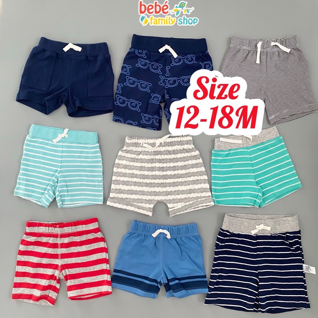 [Size 12-18M] Quần đùi bé trai Carters/ quần đùi bé trai 1 tuổi xuất dư  thun cotton da cá