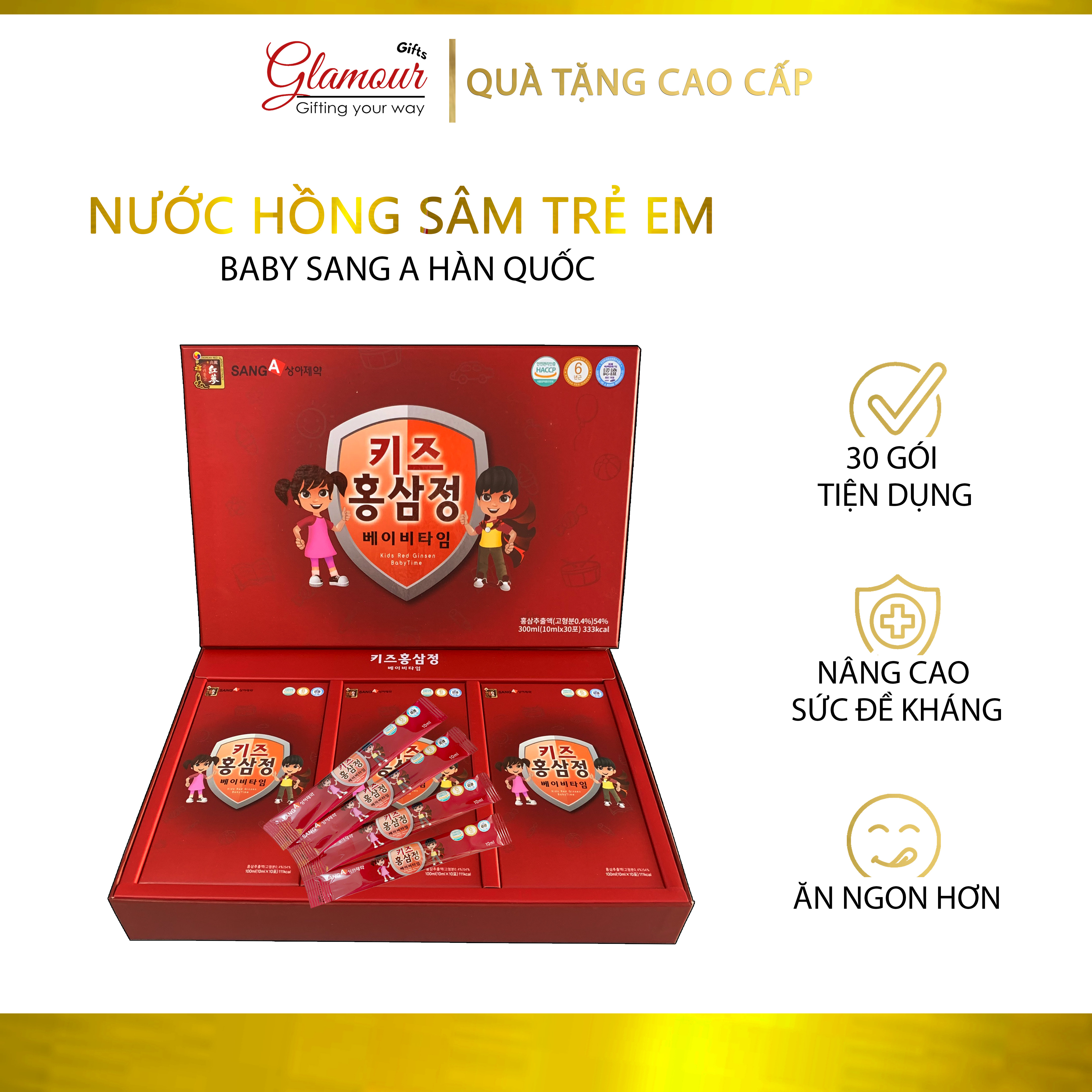 Nước Hồng Sâm Trẻ Em SangA Hàn Quốc , Tăng Miễn Dịch Kích Thích Ăn Ngon cho bé từ 18 tháng