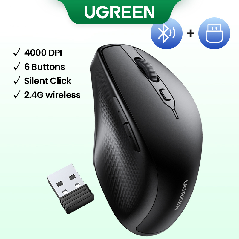 UGREEN MU101 chuột không dây Bluetooth 4000 DPI 5 Buttons chuột máy tính không dây Silent chuột bluetooth Ergonomic chuột không dây Laptop chuot may tính