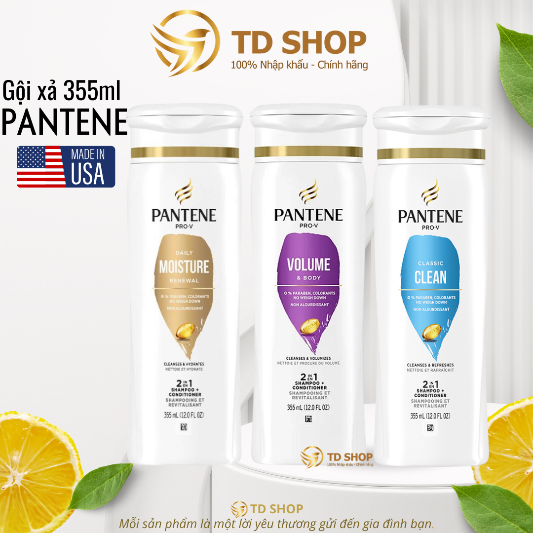   NK Mỹ  Dầu gội và xả Pantene 2IN1 355ml Classic Clean I Sheer Volume I Moisture renewal- TD Shop 