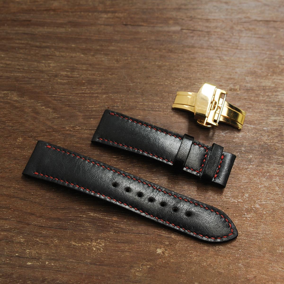 Dây da đồng hồ nam kèm khóa bướm - Đồ da thủ công - Dây đồng hồ Mino Crafts DH319