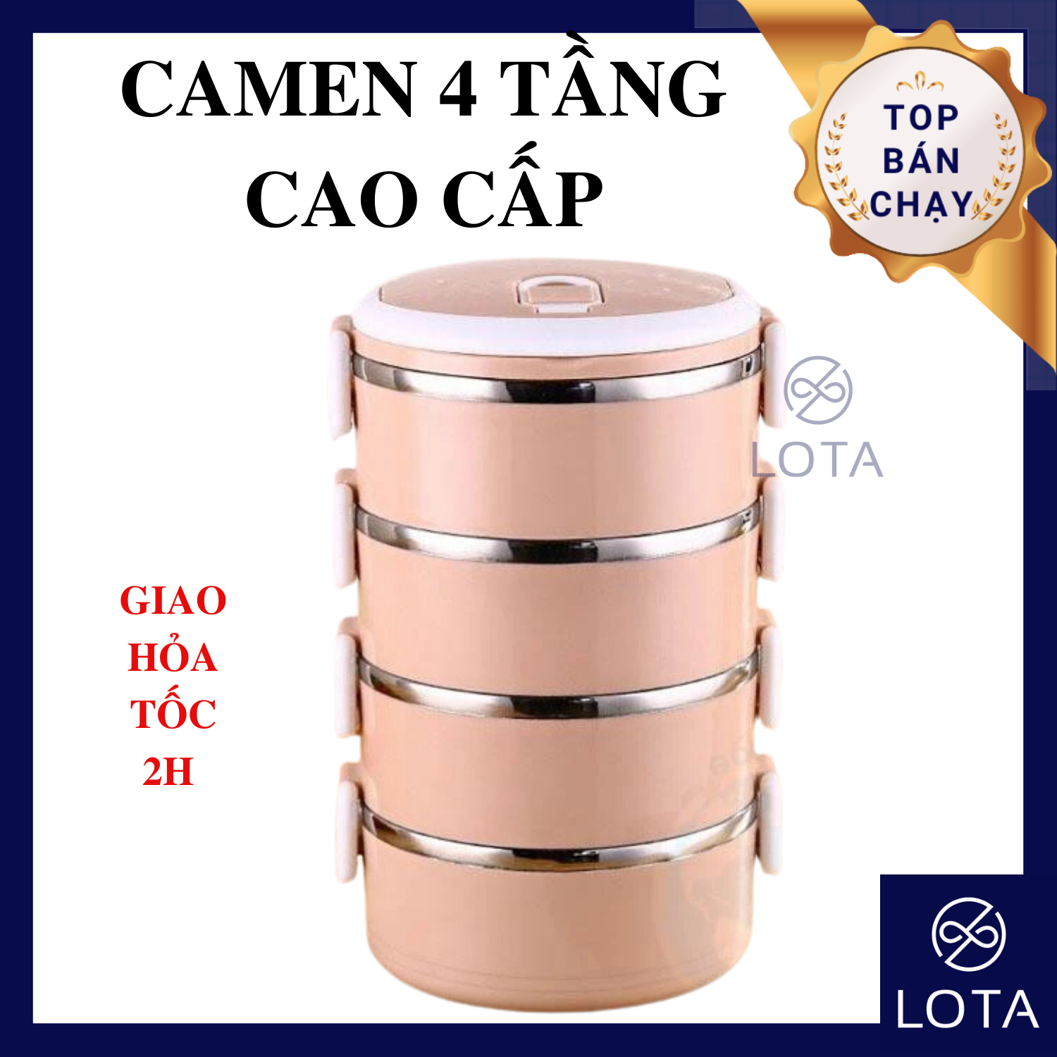 CAMEN 4 TẦNG CAO CẤP gà mên giữ nhiệt chứa thức ăn đem theo đi làm văn phòng hộp đựng đồ ăn bốn ngăn