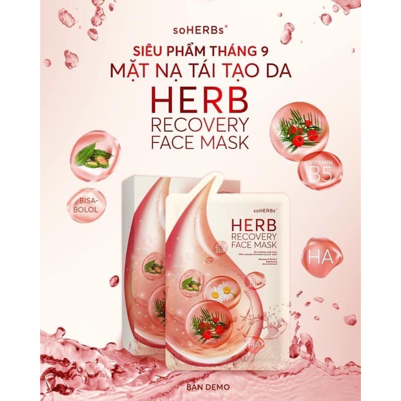 Mặt nạ thông đỏ soherbs dưỡng da căng bóng sáng mịn, mặt nạ phục hồi - herb recover face mask - soherbs