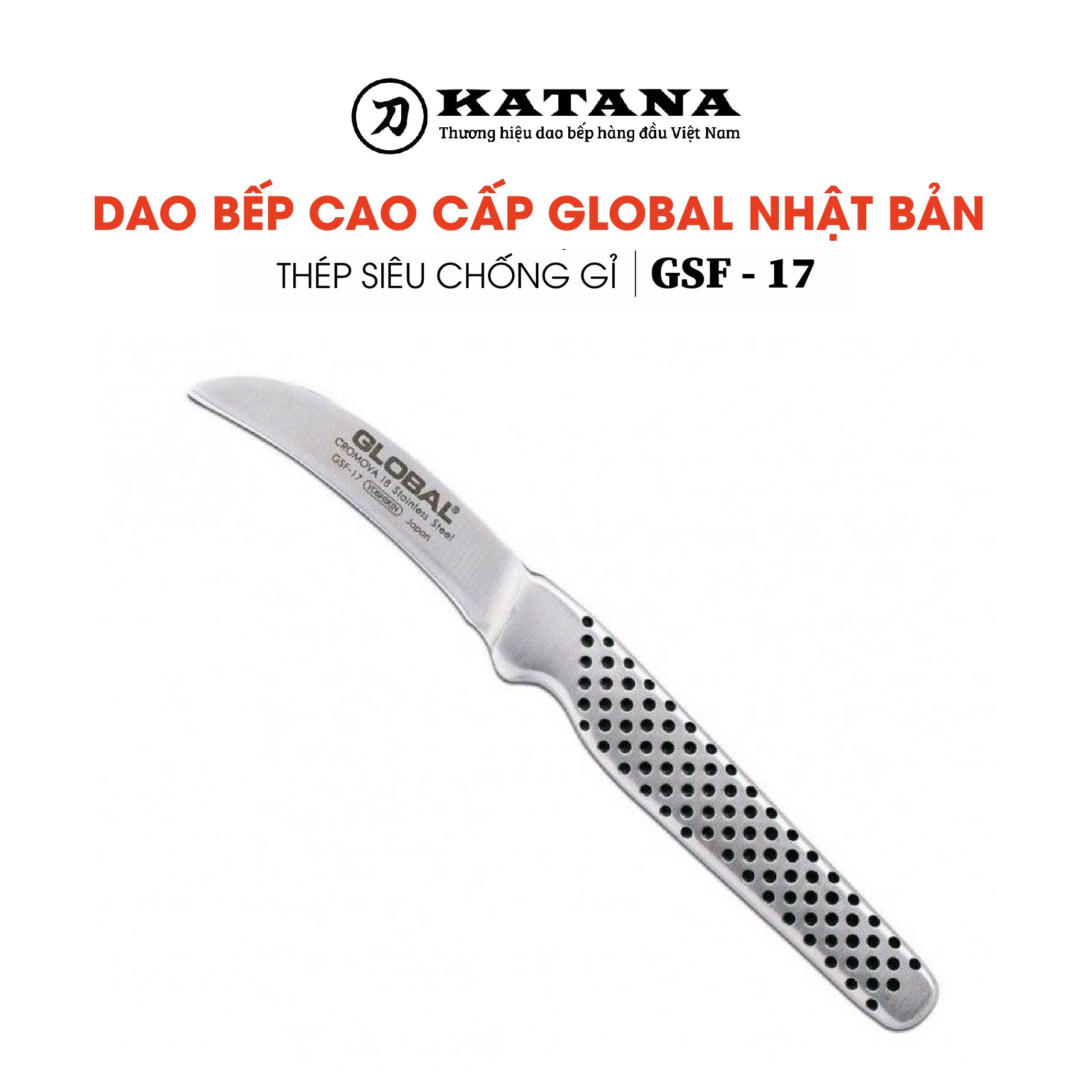 Dao bếp Nhật cao cấp Global GSF17 Peeling Knife, Curved - Dao bóc gọt hoa quả (60mm)