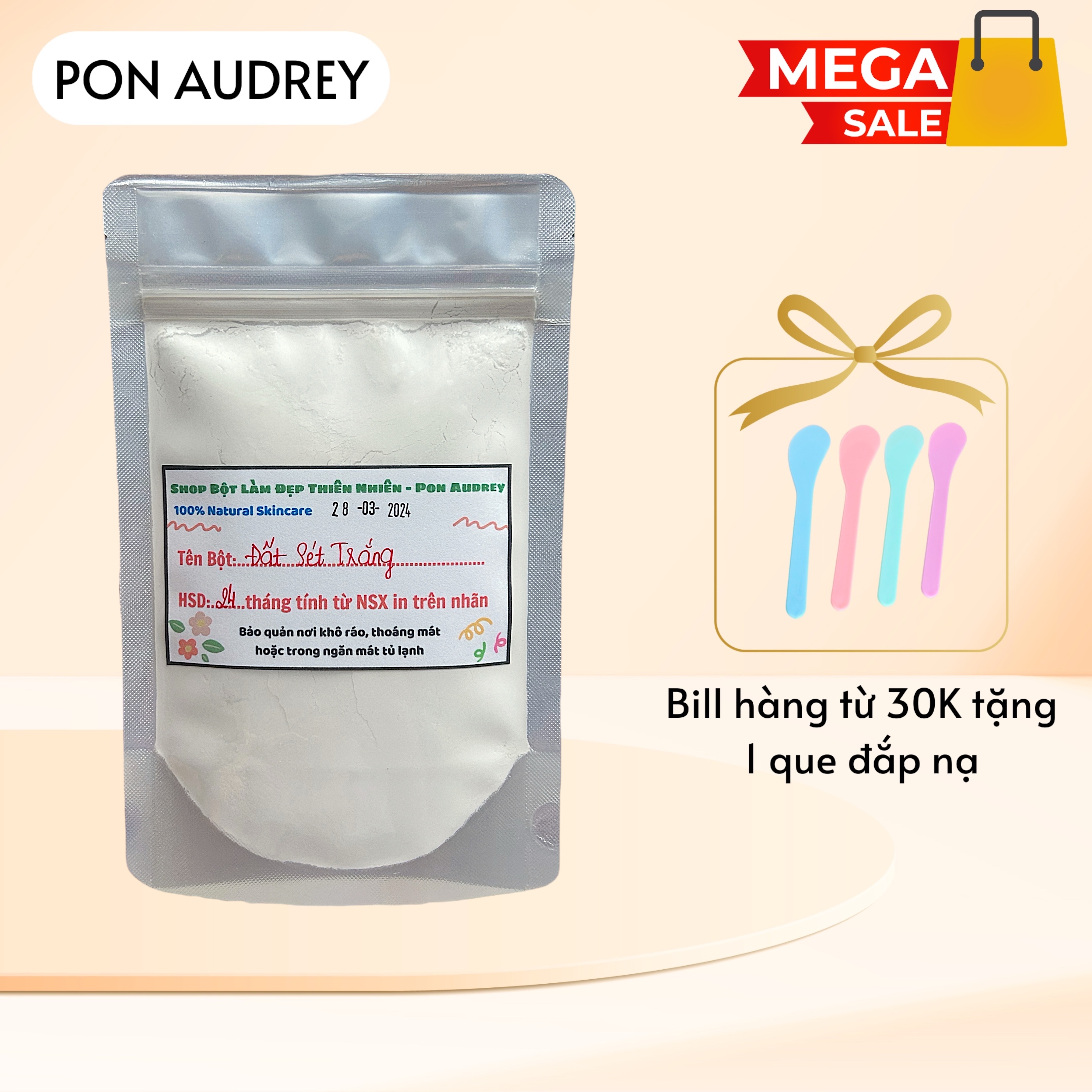 Bột đất sét xám xanh trắng hồng làm sáng da, thanh lọc thải độc, kiềm dầu thu nhỏ lỗ chân lông