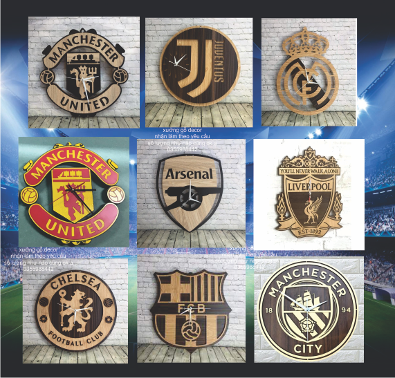 Đồng Hồ Bóng Đá Logo Các Clb Arsenal Chelsea Liverpool Manchester United (Mu) Manchester City...