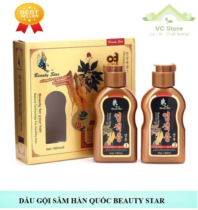 Combo dầu gội đen sâm hàn quốc beauty star - mẫu mới