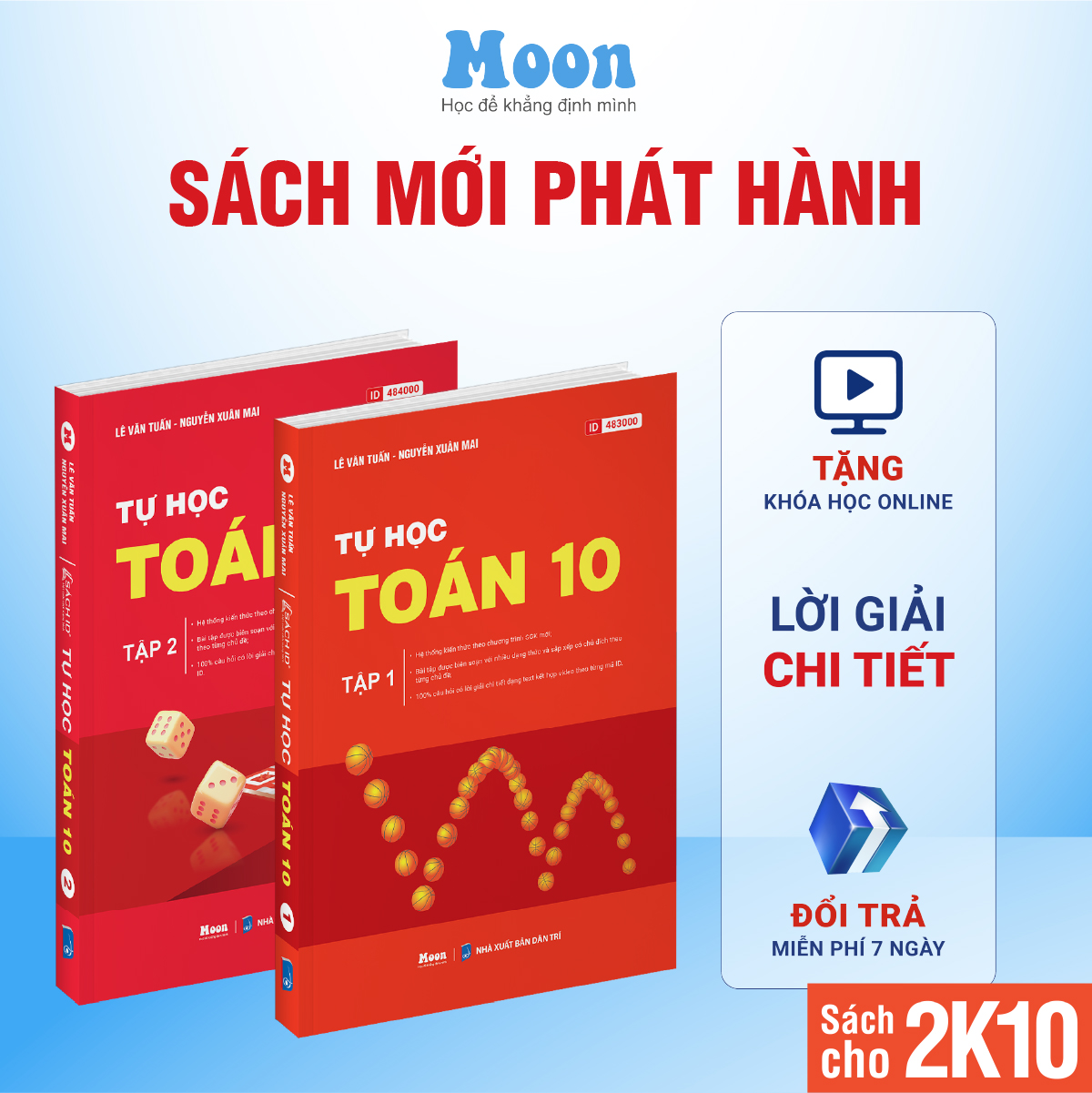 Combo 2 Sách ID Tự Học Toán Học Lớp 10 Chuẩn chương trình sgk bản mới nhất Moonbook