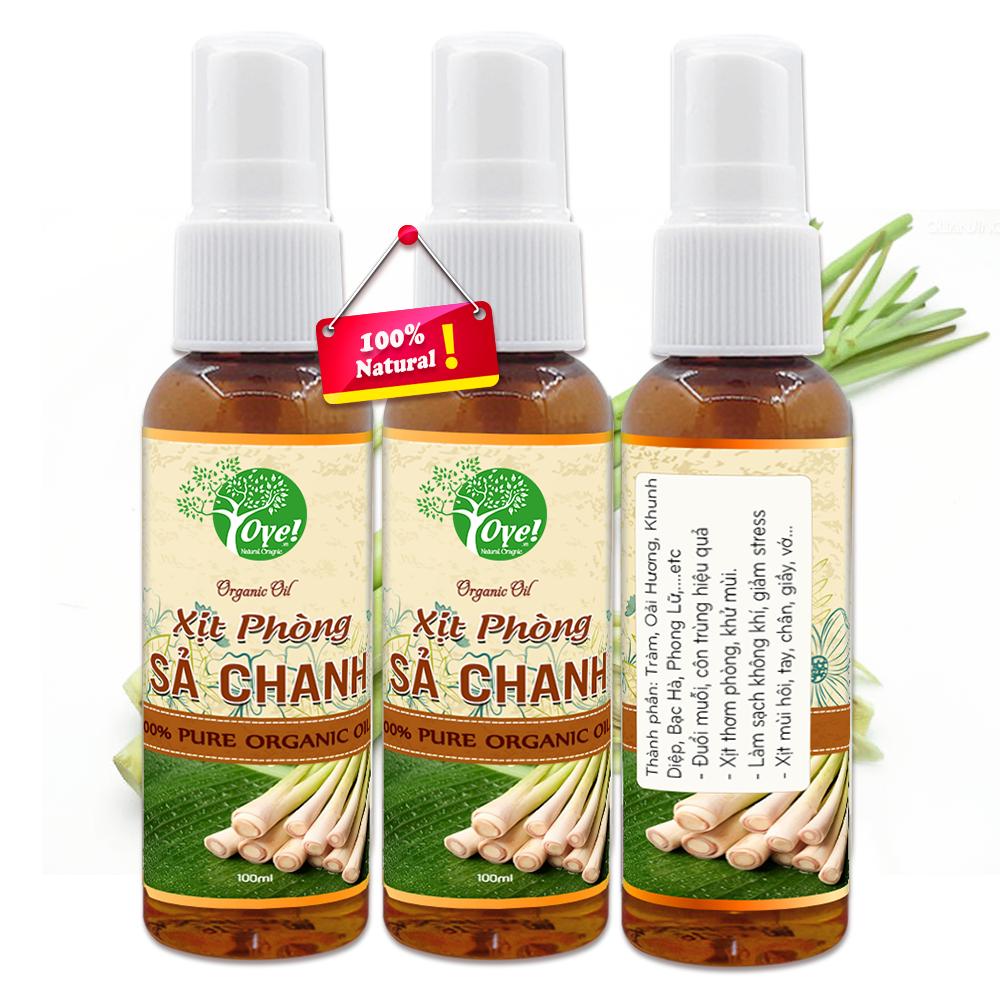 Combo 3 Chai Xịt Phòng Sát Khuẩn Đuổi Muỗi Đuổi Côn Trùng - Thơm Phòng Thư Giãn - Tinh Dầu Sả Chanh 100ml - OYE
