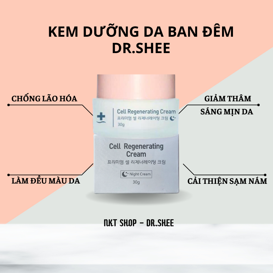 Kem đêm, kem face đêm,kem dưỡng trắng da ban đêm dr.shee