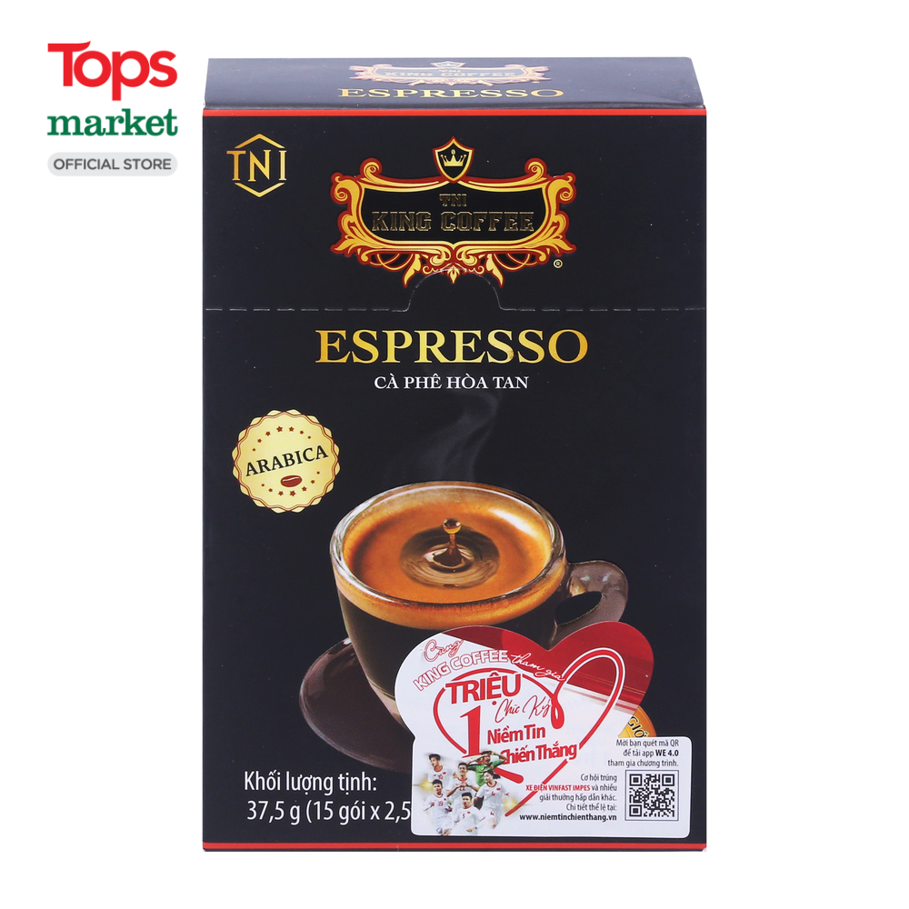 Cà phê đen hòa tan espresso king coffee 37.5g - siêu thị tops market