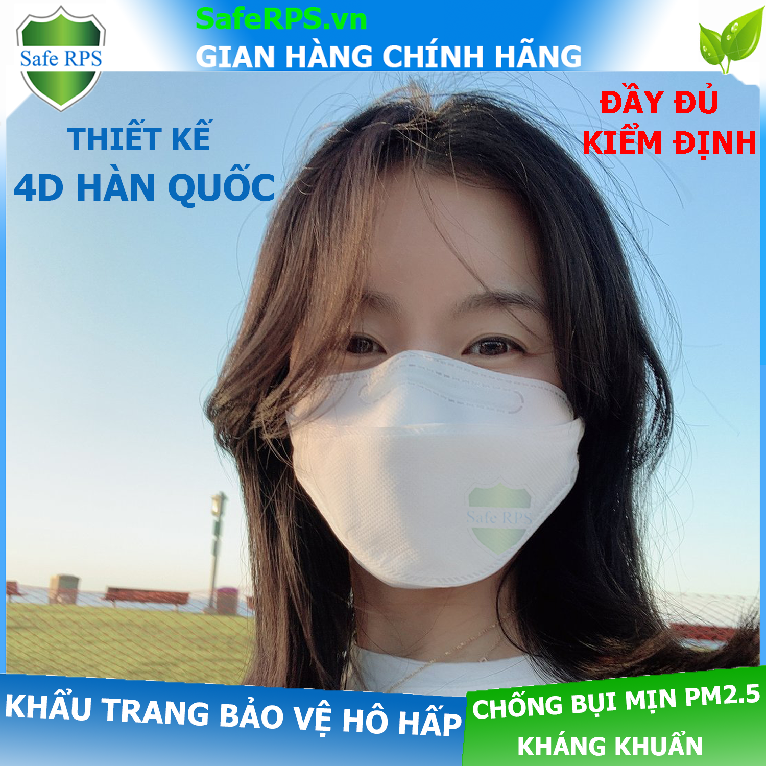 1 Hộp 10 cái khẩu trang 4D KF94 đạt chuẩn Hàn quốc màu trắng / full box 10 pcs 4D face mask Korea white – kháng khuẩn , chống bụi siêu mịn Pm2.5 – chính hãng đầy đủ chứng từ kiểm định - dành cho mọi lứa tuổi Teen Safe RPS