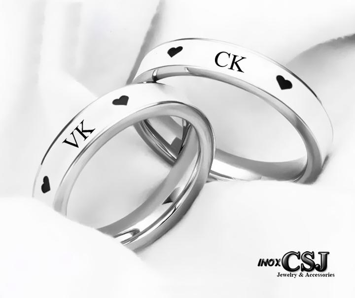 Nhẫn cặp i love you inox cao cấp, nhẫn đôi inox nc008