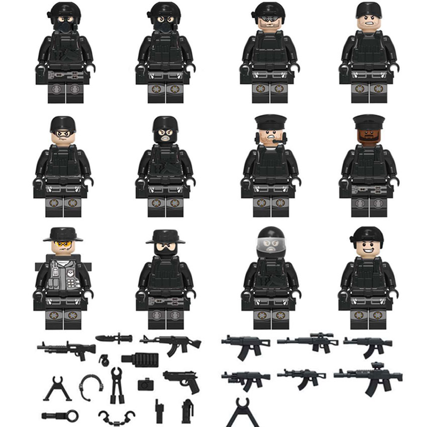 Minifigures cảnh sat đặc nhiệm Swat combo 12 quân full phụ kiện xếp hình Lego nhân vật đẹp giá rẻ