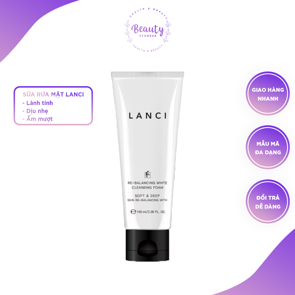 Sữa rửa mặt làm trắng da lanci re-balancing white clean 100ml - beauty store 68