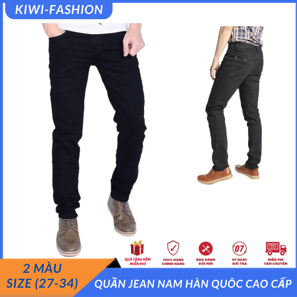 Quần jean nam co giãn hàn quốc phong cách thời trang trẻ trung màu đen