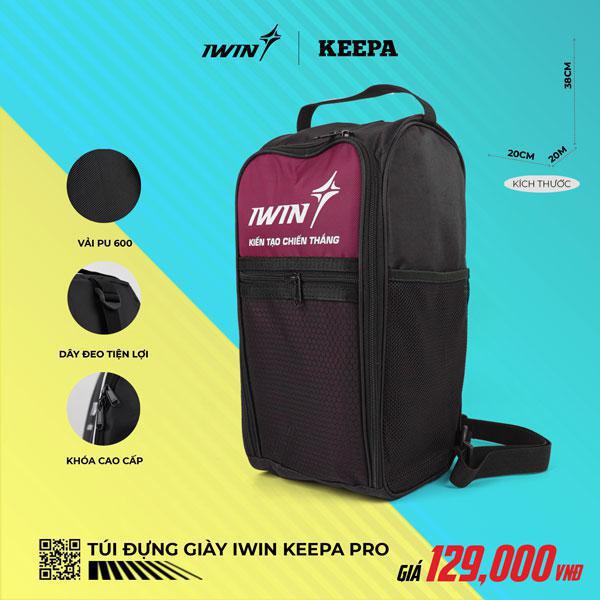 Túi đựng giày đá bóng iwin keepa pro - có ngăn đựng nước - có dây đeo - tiện lợi, rẻ, đẹp