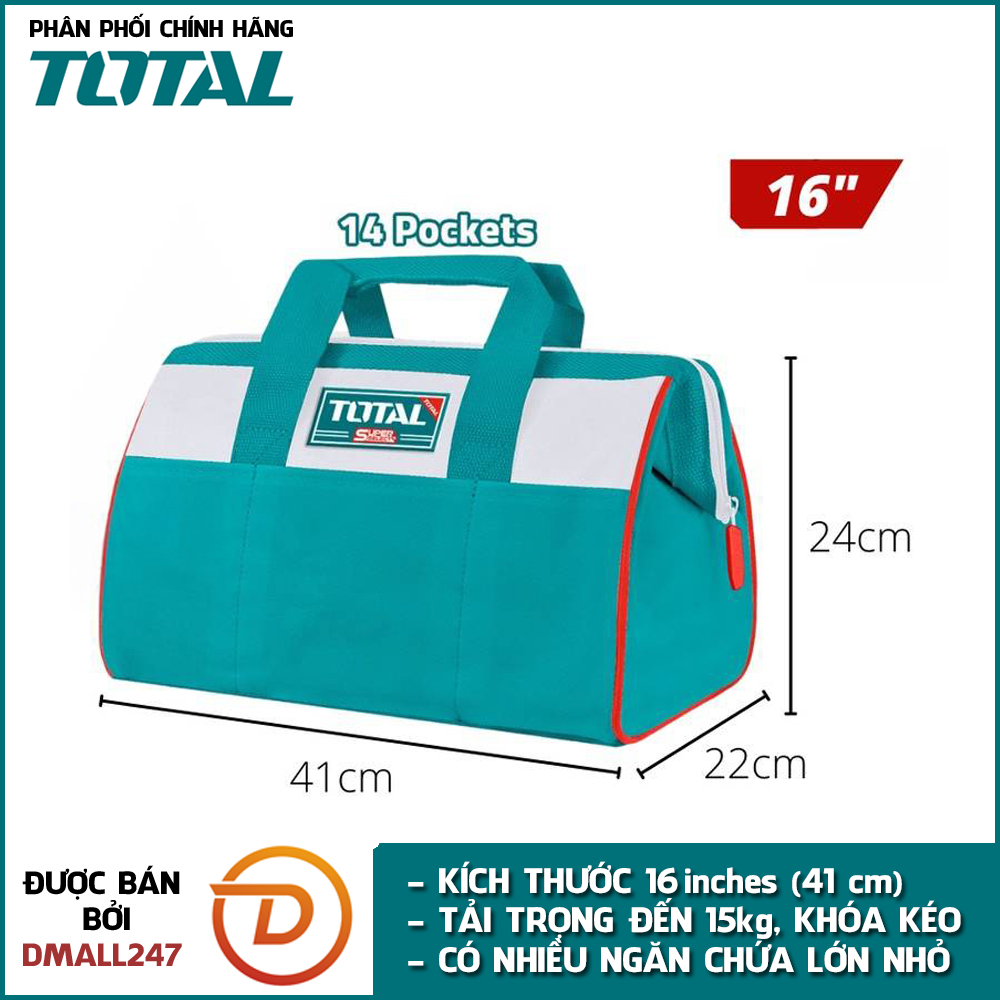 Túi xách đựng dụng cụ đồ nghề total tht261325 , tht261625 - nhiều ngăn chứa, tải trọng lớn, vải polyeste chắc chắn - dmall247