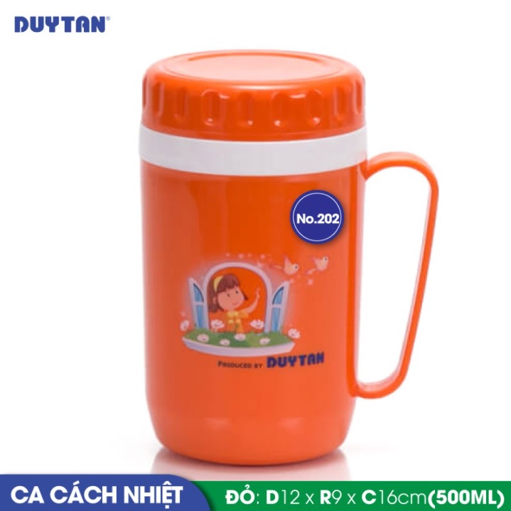 Ca cách nhiệt nhựa DUY TÂN 500ml (12 x 9 x 16 cm) - 32024 - Giao màu ngẫu nhiên