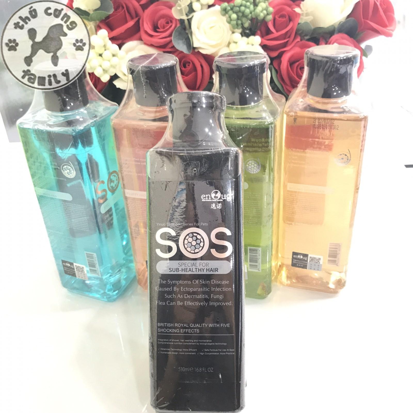 Sữa tắm SOS Đen Gel phiên bản mới - Sữa tắm tẩy viêm da-nấm da, ve - bọ chét cho CHÓ MÈO - 530ml