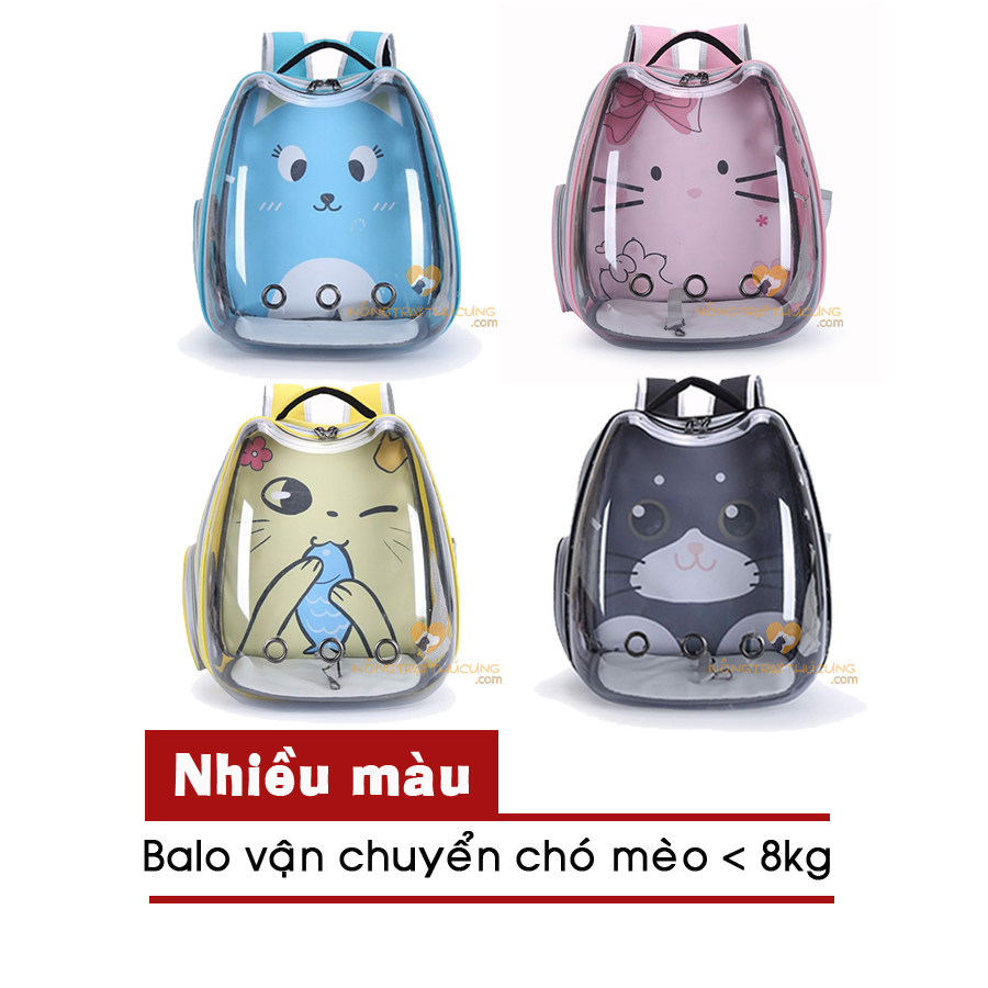 Balo Phi Hành Gia Dành Cho Chó Mèo - Balo Trong Suốt Cho Thú Cưng dưới 7kg - Hình mèo (Khách chọn màu) -  [Nông Trại Thú Cưng]
