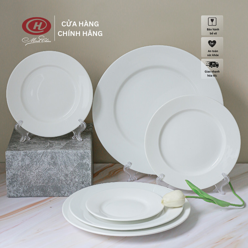 Đĩa Cạn Trắng Trơn Cỡ Đại 28cm - D11 - Sứ Minh Châu