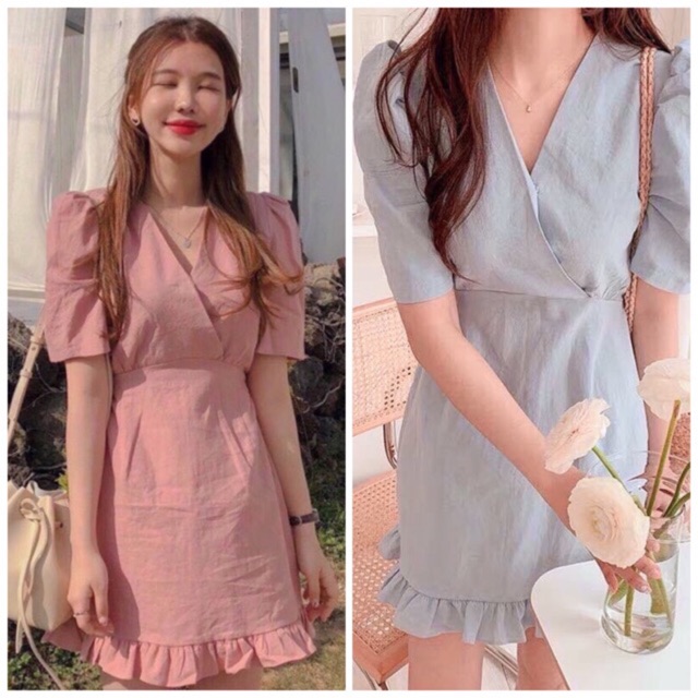 Đầm tay lỡ thắt eo 2 màu
