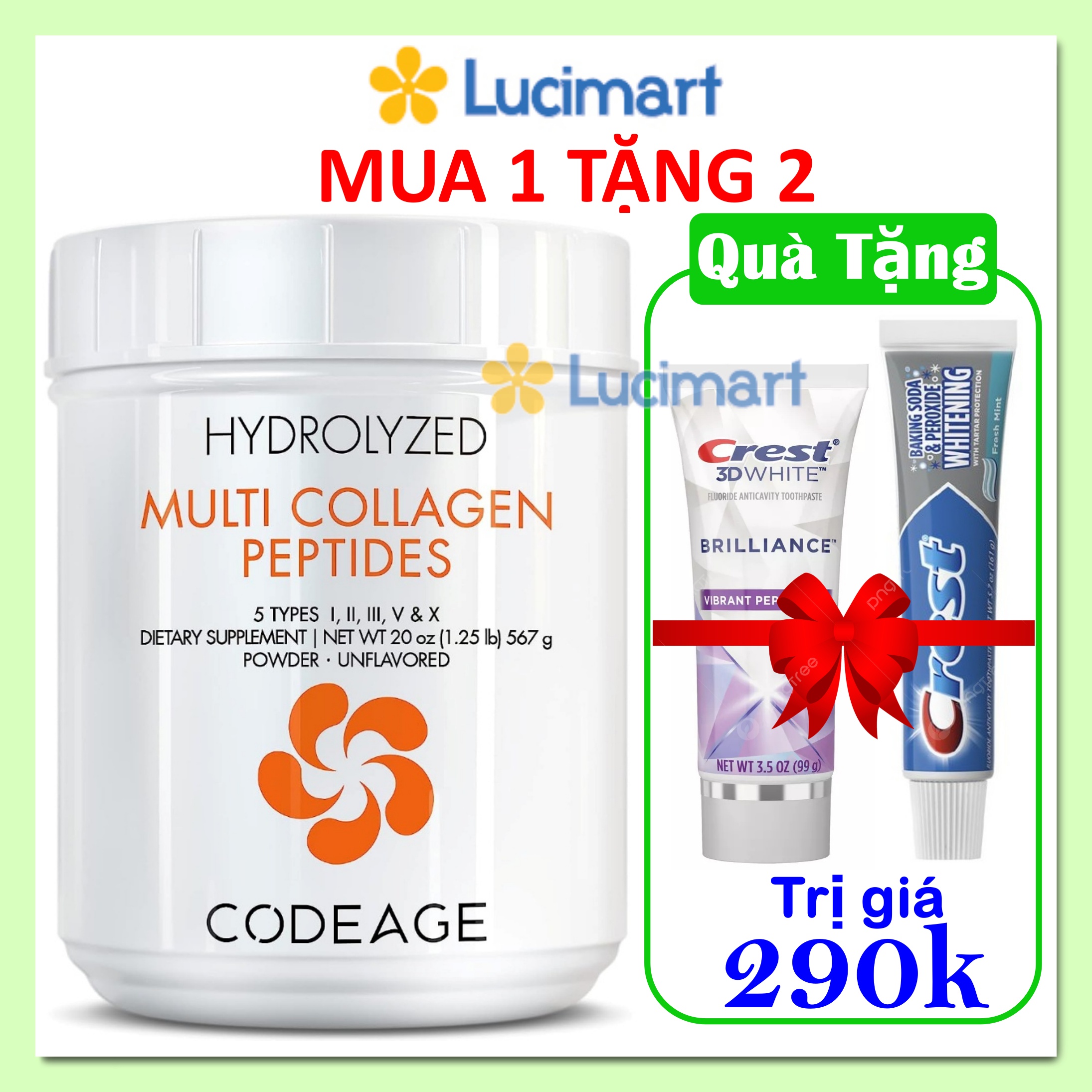 Bột Collagen Codeage Thủy Phân Trẻ Hóa Toàn Diện Codeage Multi Collagen 567g