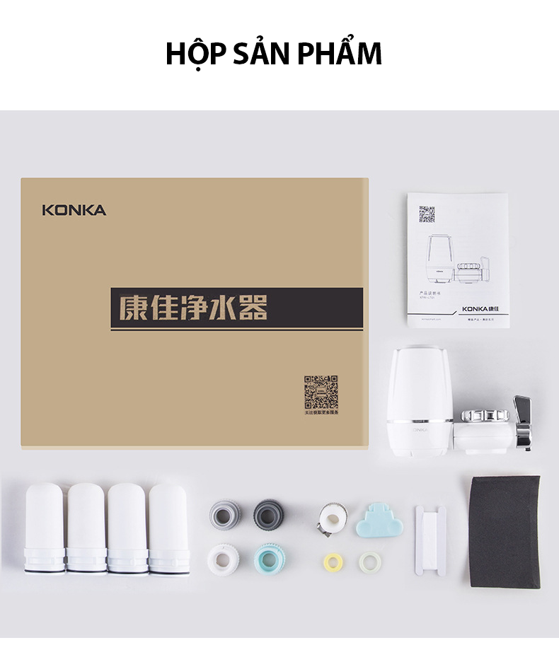 Bộ lọc nước Konka KPW - LT01 lọc sạch nước an toàn không mùi clo, công nghệ 9 màng lọc, máy lắp trực tiếp tại vòi nước