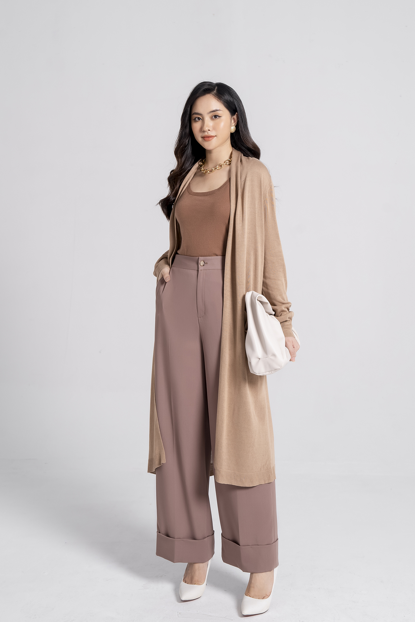 Áo cardigan len nữ dáng dài eva de eva 21akle002n