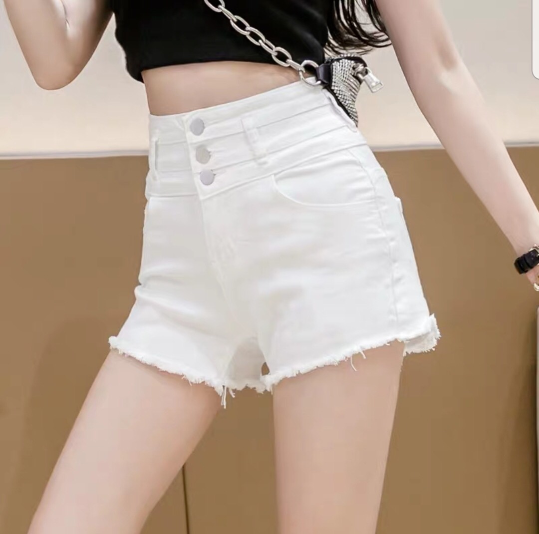 [HCM]Quần sọt jean nữ quần sot nữ quần đùi nữ quần short jean nữ lưng cao  quần short  nữ kaki 3 nút cạp cao dễ thương quần sot nữ đẹp quần short nữ trẻ trung female shorts