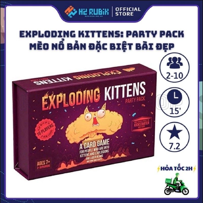 Mèo Nổ Bản Đặc Biệt Party Pack Board Game Exploding Kittens Bài Đẹp Tiếng Anh US
