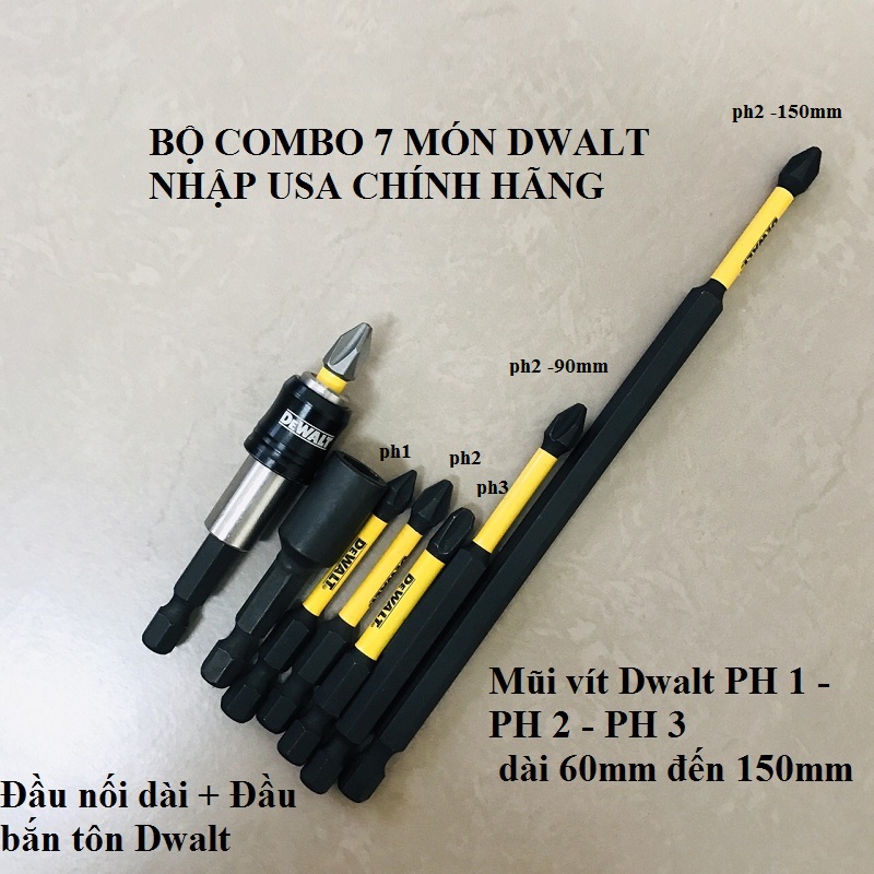 Bộ 7 mũi vít dewalt chính hãng có từ