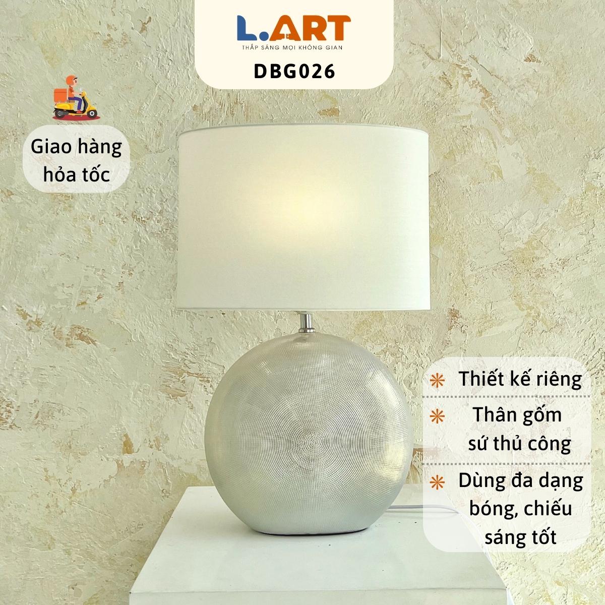 Đèn bàn trang trí phòng khách LART DBG026 thân tròn dẹt tráng men ngọc trai sang trọng phù hợp nhiều phong cách