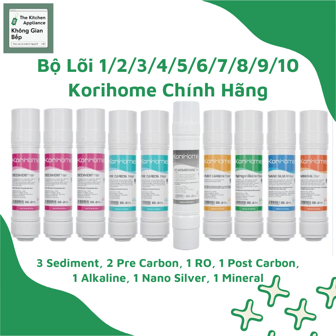 (Sale SP Mới) Bộ Lõi Lọc Nước Korihome Chính Hãng Made In Korea - Áp Dụng Cho Tất Cả Model Korihome