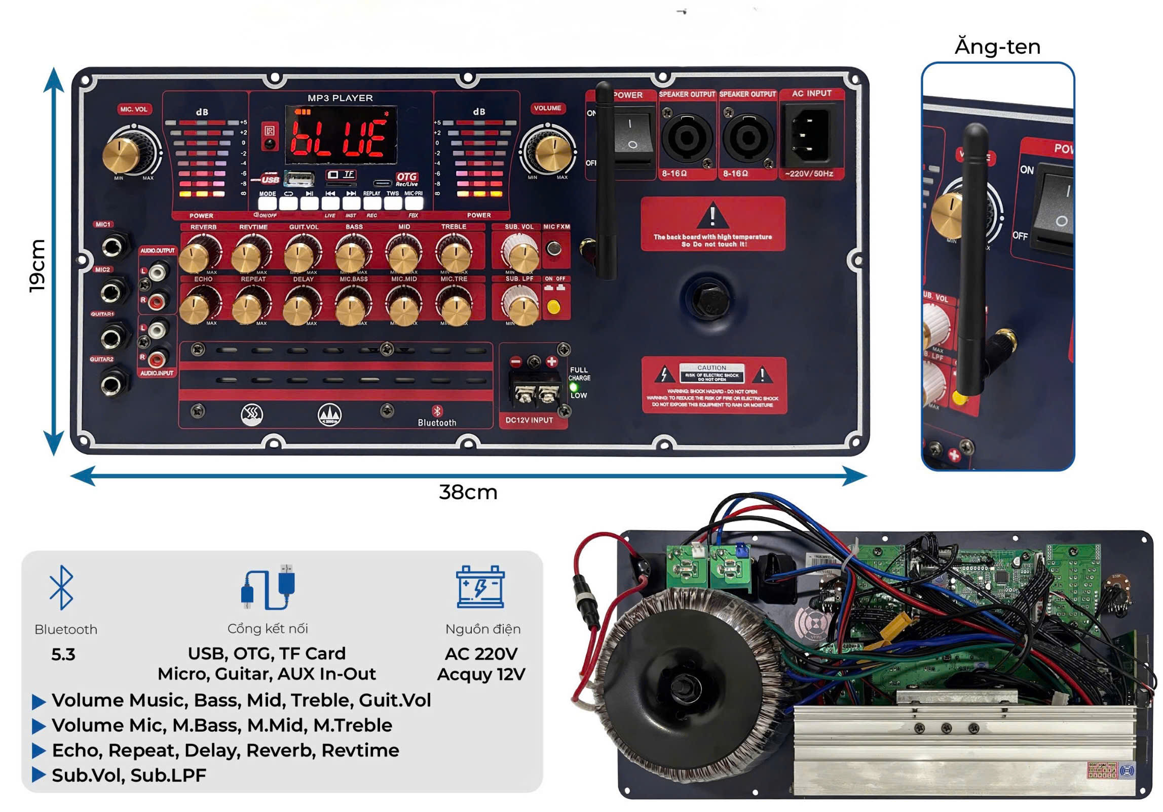 MẠCH LOA KÉO CÔNG SUẤT LỚN T900S 2 FULL 1 SUB MẨU MỚI NHẤT 2025 ECHO – DELAY- REVERB CÓ CẮT SUB