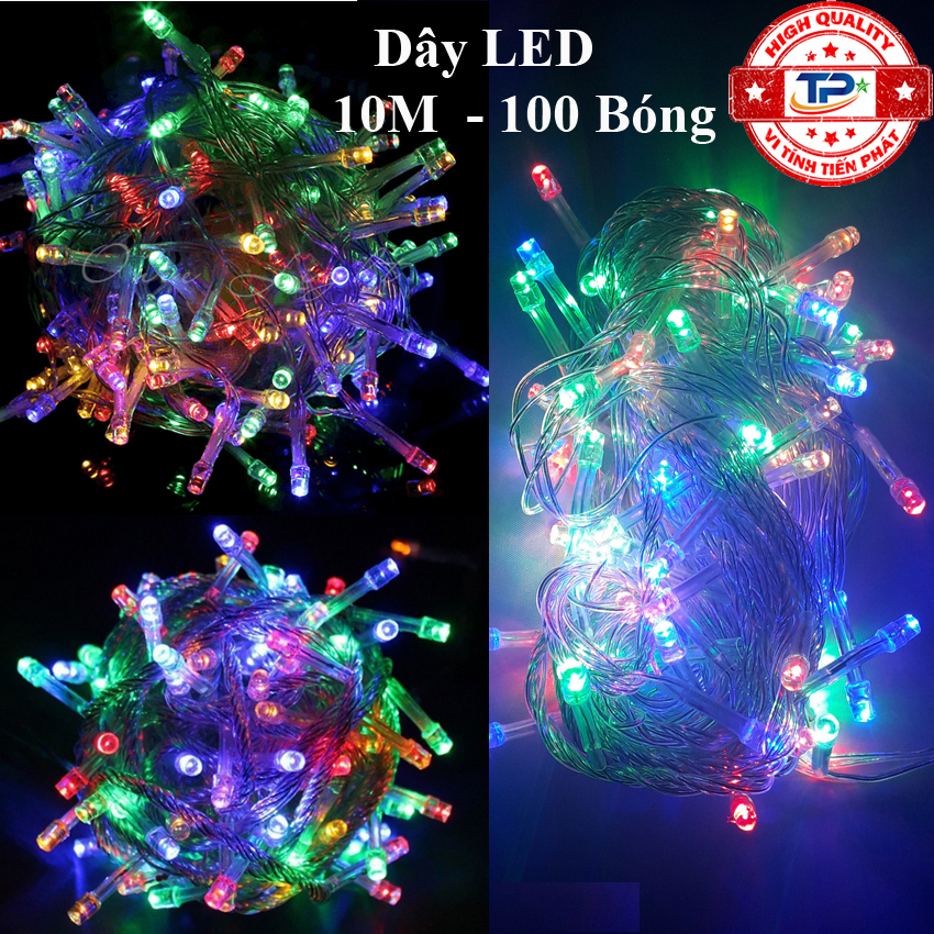 Dây đèn Led tròn dài 10m 100 bóng nhấp nháy nhiều màu dùng trang trí Sân Vườn, Gia Đình, Quán, Noel , ... Chúc Mừng Năm Mới quà Tết 2024