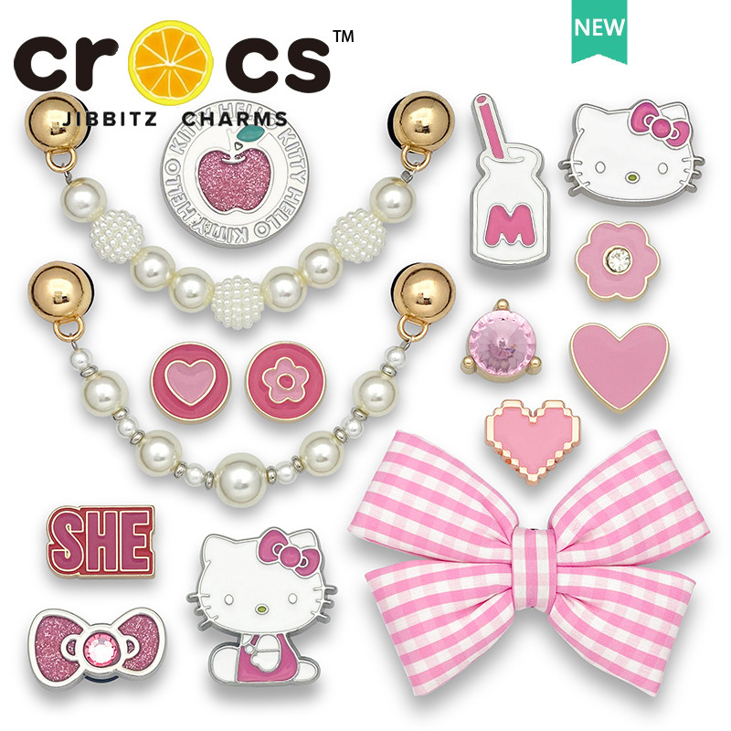 Charm cross Jibbitz Kim Loại Jibbitz cross Charm Giày Khóa Kim Loại Phụ Kiện Giày Hoa Dễ Thương Nơ Màu Hồng KT Mèo Trái Tim Tình Yêu Kim Cương Phụ Kiện Thờ
