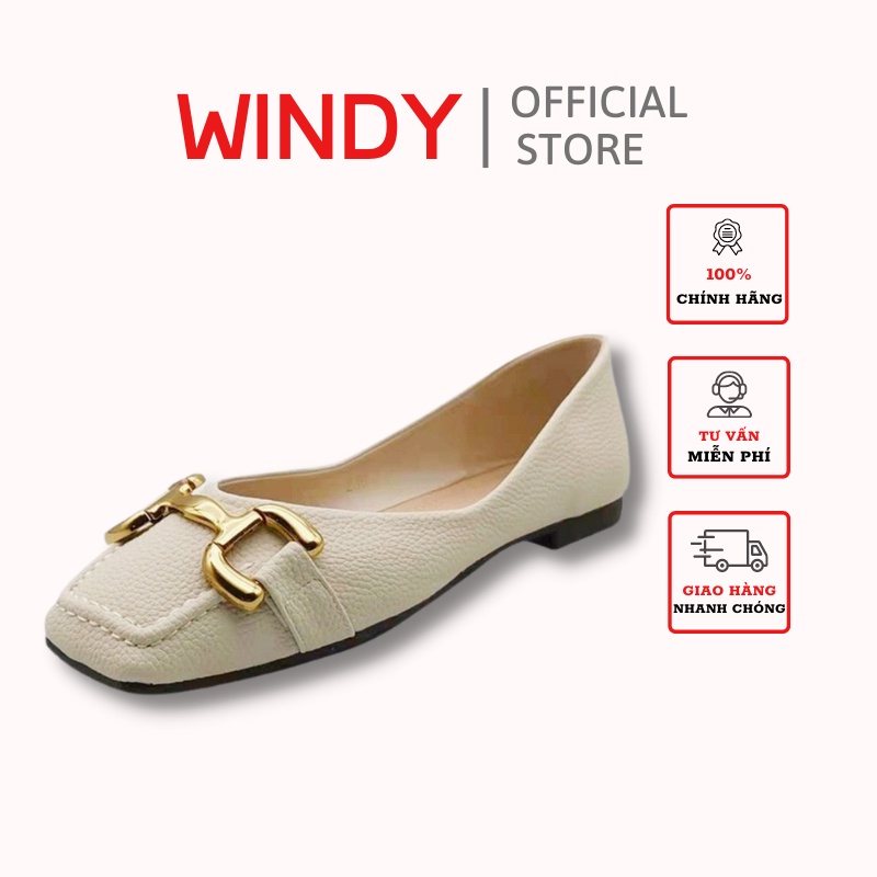 Giày búp bê windy bệt khuy khóa vàng sang trọng êm chân bb-0187