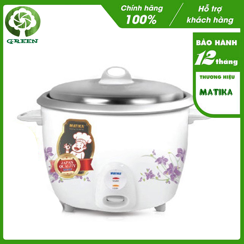 Nồi cơm điện nắp rời 1.8l matika mtk-dr18 chống dính mâm nhiệt hợp kim tăng cường hiệu suất tiết kiệm điện -hàng chính hãng