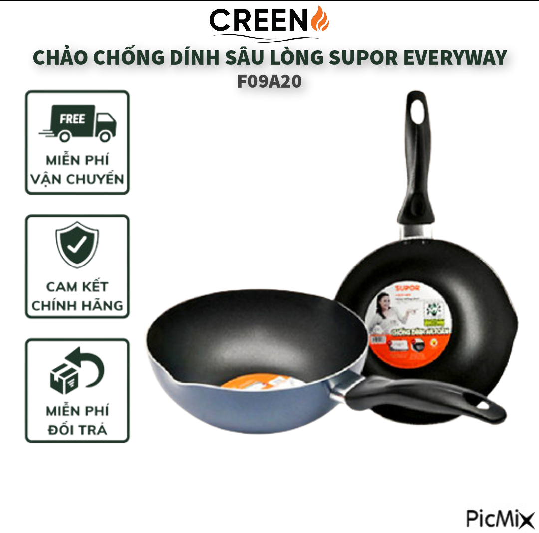 Chảo chống dính sâu lòng Supor Everyway F09A20-20cm-16cm - Hàng nhập khẩu