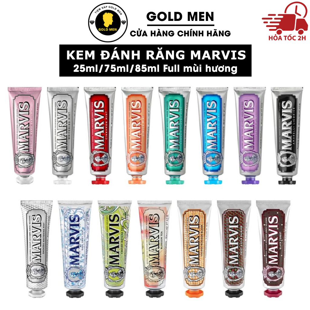 Kem đánh răng Marvis Toothpaste 25ml-75ml-85ml của Ý - Đầy đủ mùi hương
