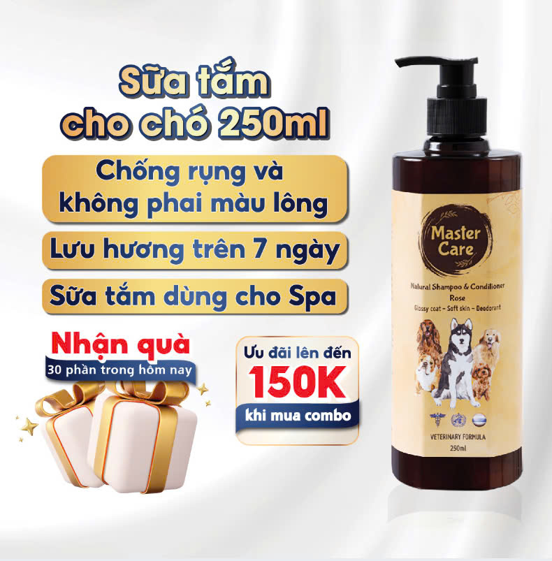 Premium Dog Shampoo Prevents Fleas Mites and Fungal Infections Long-Lasting Fragrance Reduces Shedding Safe and Non Irritating Suitable for All Dog Breeds MASTERCARE 250ml