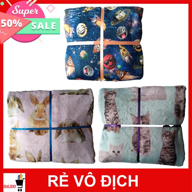 [HCM][XẢ KHO 3 MẪU] Chăn Mền Lông Cừu Thái Lan Cao Cấp – Họa tiết dễ thương – KT: R1m6 -  D2m – TL: 500- 700 – HALIDO