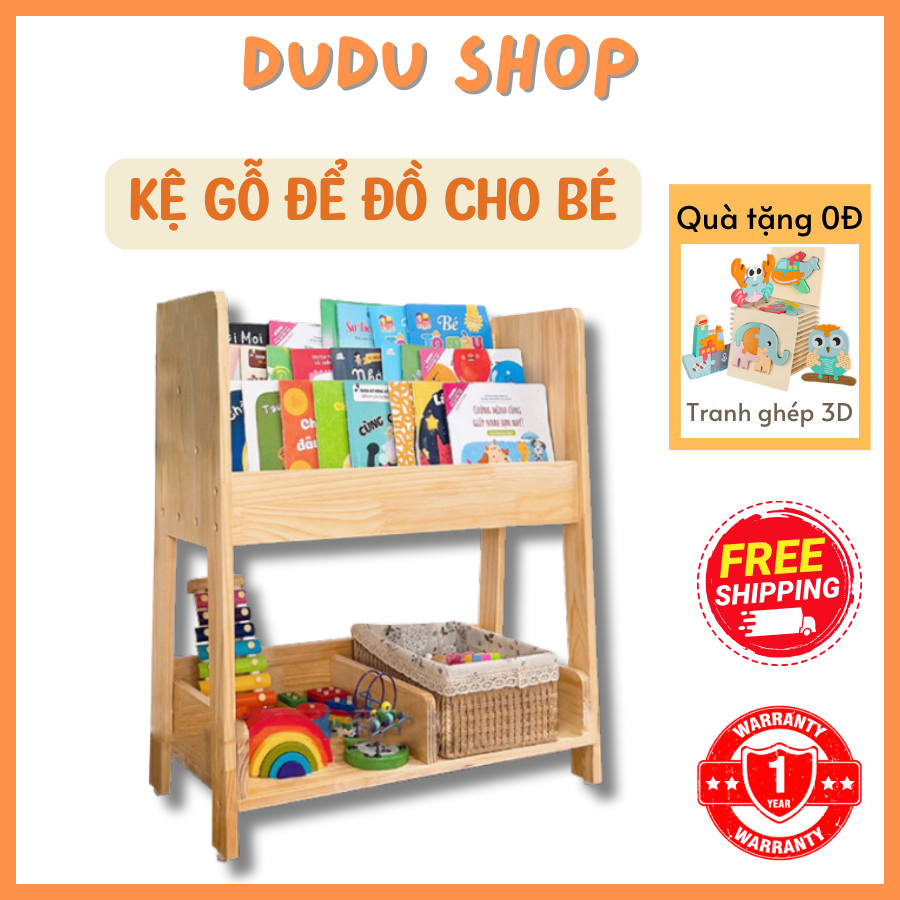 Kệ gỗ để đồ chữ a, kệ giá gỗ thông phủ bóng an toàn cho bé