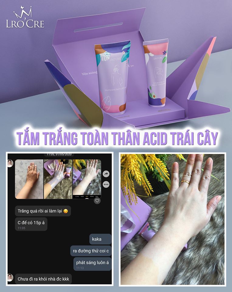Tắm trắng toàn thân acid trái cây tươi lro’cre