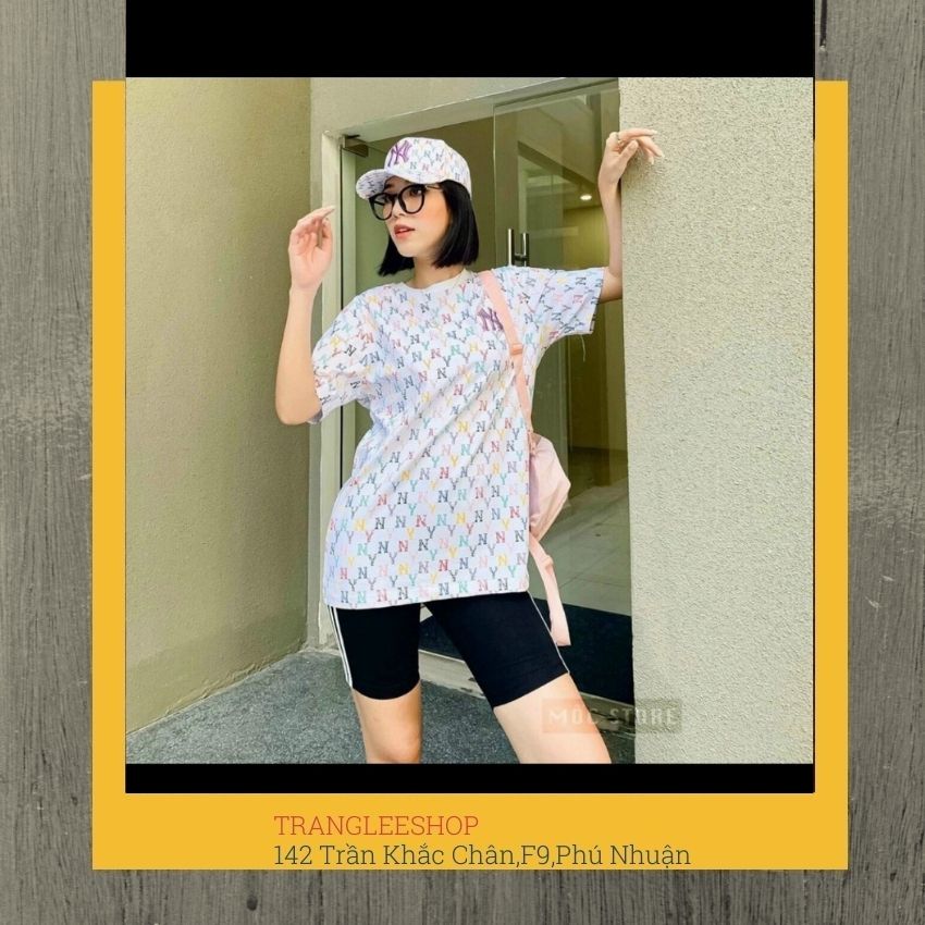 💥hàng xuất xịn💥 áo thun unisex mlb phối logo nhiều màu white ny monogram multico tee made in cambodia full tag code