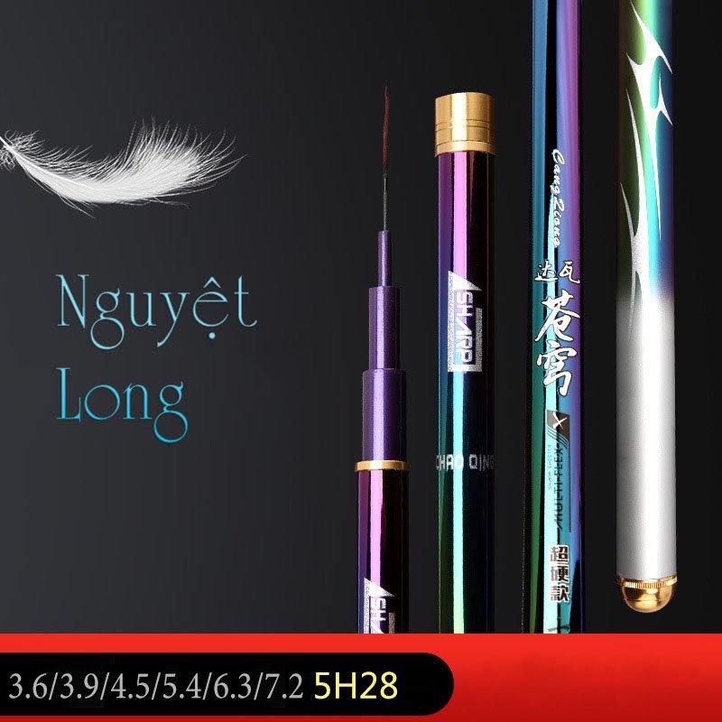Cần câu đài câu đơn nguyệt long 5h cần câu tay carbon cao cấp