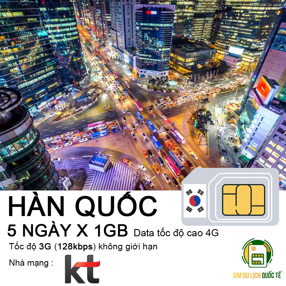 Freeship - chưa kích hoạt. sim data du lịch 4g hàn quốc 5 ngày - 1gb/ngày tốc độ cao.