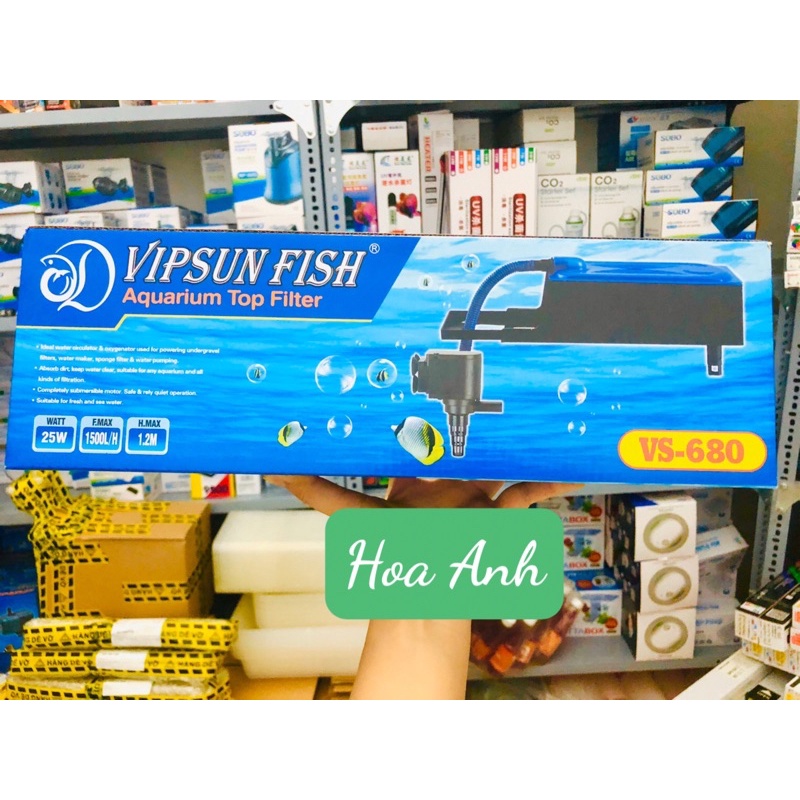 Vipsun fish vs-680 - rs 680 - bộ máng và máy bơm lọc nước hồ cá